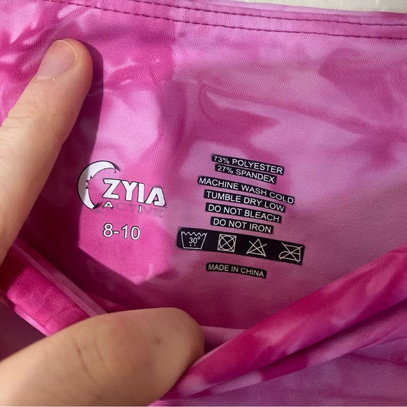 Zyia Pink Tie Dye Mesh Hendrix Light N Tight Capri Leggings Fuchsia Yoga 8-10 - Picture 4 of 8
